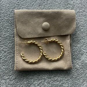 Gold Twisted Hoop Earrings